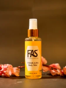 Men’s body mist with bold woody fragrance, green freshness, and smoky undertones in a 120ml bottle