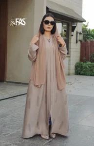 Chic pink abaya with a modest and graceful flowing design
