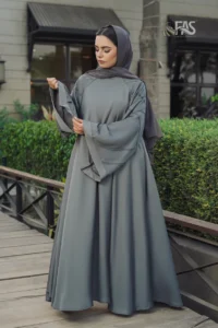Stylish grey abaya with a modest, flowing design