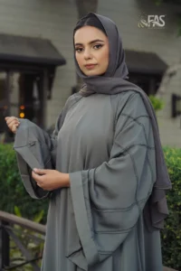 FAS crisscross abaya with elegant stitched detailing and a modern, flowy design