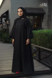 Beautiful pink abaya featuring a modest, flowing style that combines elegance with everyday comfort.